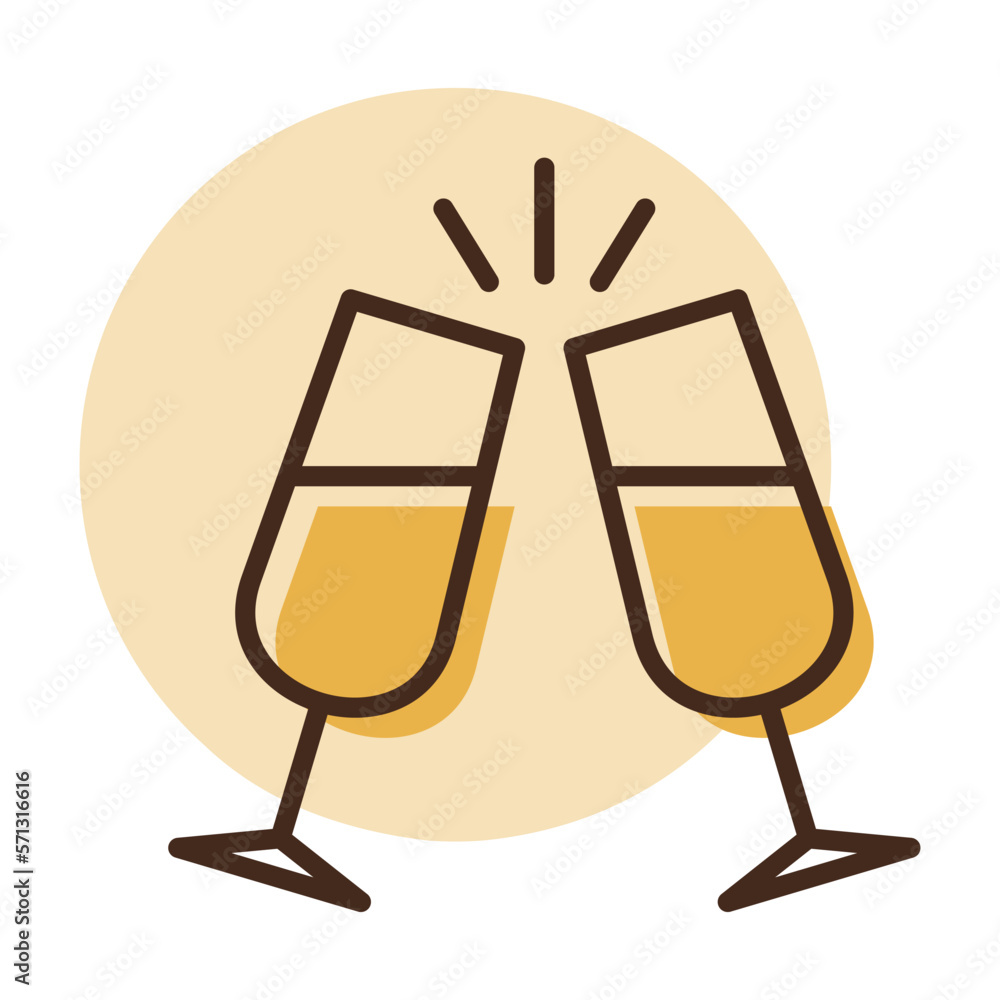 Two glasses of champagne isolated vector icon Two glasses of champagne isolated vector icon