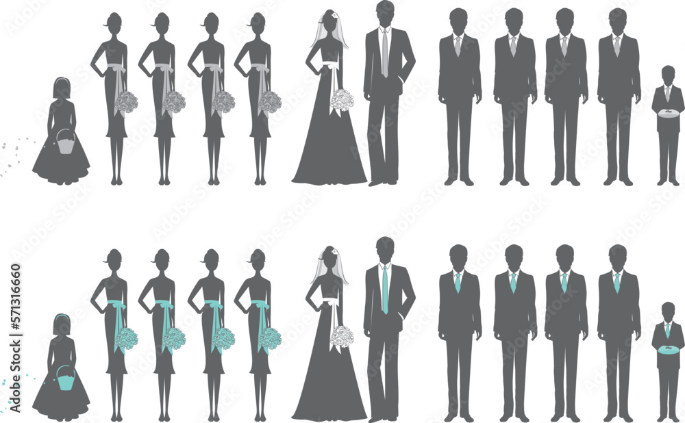 Wedding Party vector silhouette