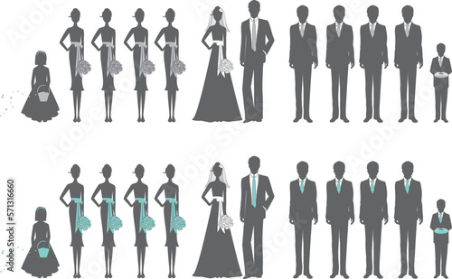 Wedding Party vector silhouette