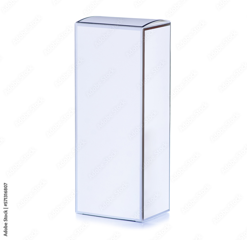 Naklejka premium White box pack on white background isolation