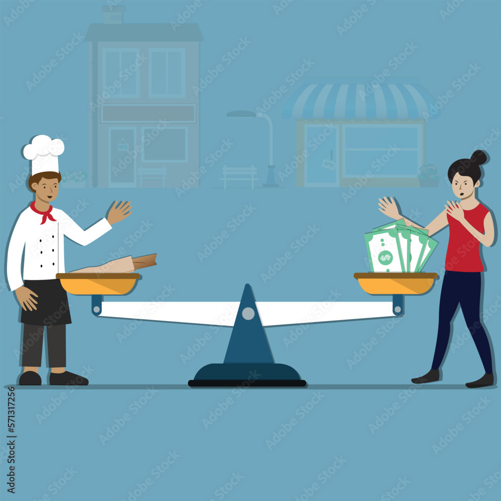 The inflation causes of buying less for the same amount of money - vector The inflation causes of buying less for the same amount of money - vector
