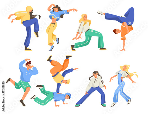 Happy People Characters Dancing Moving Their Body Vector Set