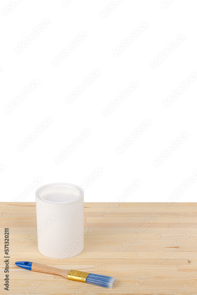 white paint with a brush on a wooden background with texture white paint with a brush on a wooden background with texture