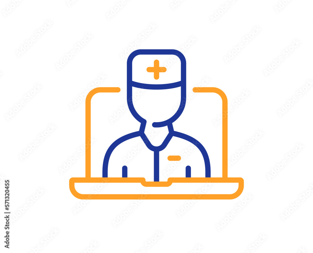 Telemedicine line icon. Online doctor sign. Medicine healthcare symbol. Colorful thin line outline concept. Linear style telemedicine icon. Editable stroke. Vector Telemedicine line icon. Online doctor sign. Medicine healthcare symbol. Colorful thin line outline concept. Linear style telemedicine icon. Editable stroke. Vector