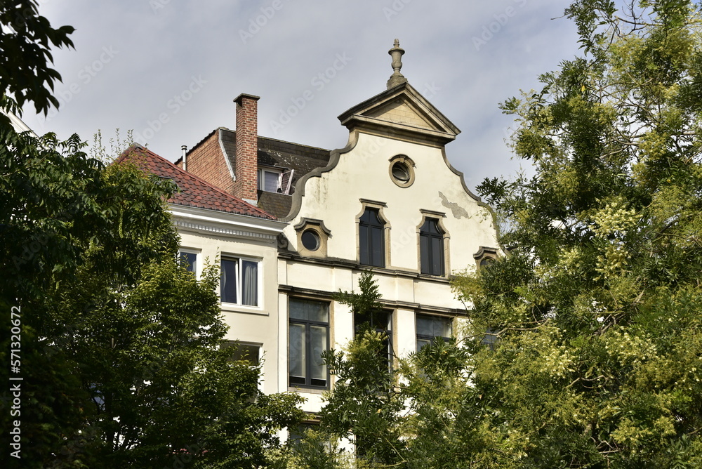 Façades typique du 17ème siècle en style baroque des maisons au centre historique de Bruxelles 