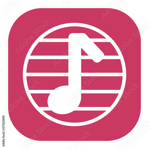 Musical note on a letter, musical notation - icon, illustration on white background, color glyph style