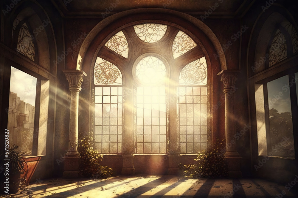 Obraz premium sunshine falling in the window.Generative Ai 