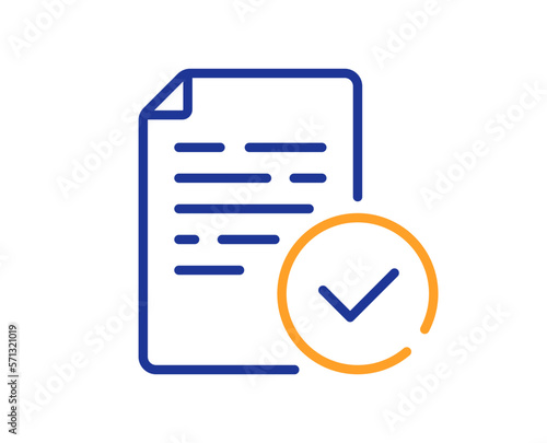 Compliance line icon. Approved test sign. Compliant certificate symbol. Colorful thin line outline concept. Linear style compliance icon. Editable stroke. Vector