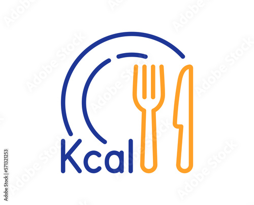 Calories line icon. Diet kcal sign. Low calorie food symbol. Colorful thin line outline concept. Linear style calories icon. Editable stroke. Vector