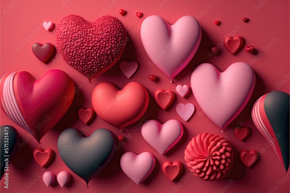 valentine hearts generative ai  background