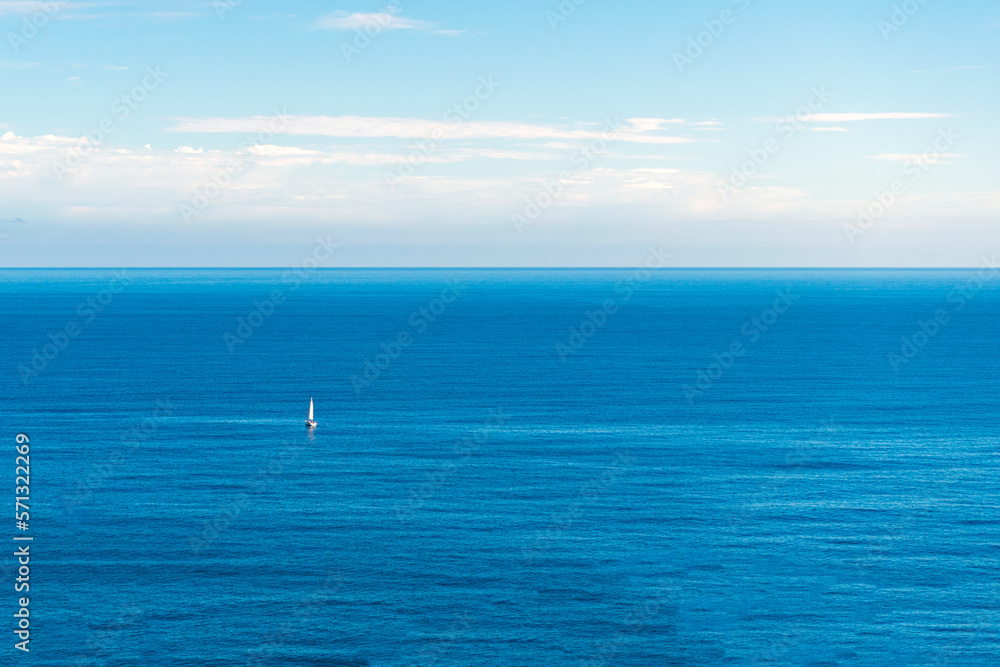 Seascape, blue sky, Atlantic Ocean Basque Country, Spain.