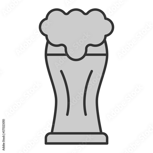 Glass of beer with foam - icon, illustration on white background, grey style