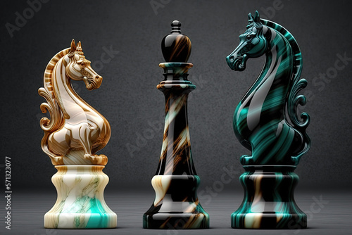 Portrait of chess pieces and chess board photo