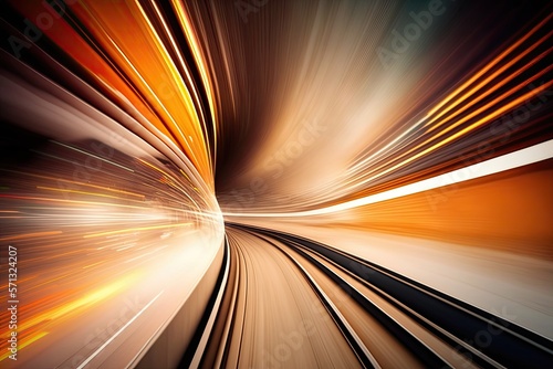 High Speed Train Tunnel Motion Blur Abstract generative ai