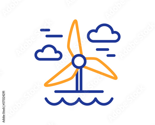 Windmill line icon. Wind power sign. Sustainable energy symbol. Colorful thin line outline concept. Linear style windmill icon. Editable stroke. Vector