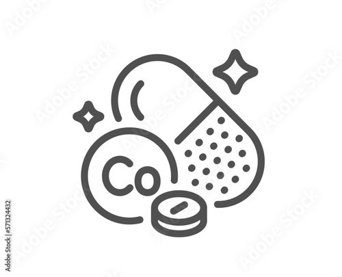 Cobalt mineral line icon. Chemical element Co sign. Capsule or pill symbol. Quality design element. Linear style cobalt mineral icon. Editable stroke. Vector