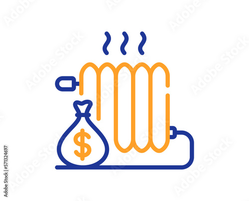 Radiator line icon. Heat convector sign. Temperature heater symbol. Colorful thin line outline concept. Linear style radiator icon. Editable stroke. Vector
