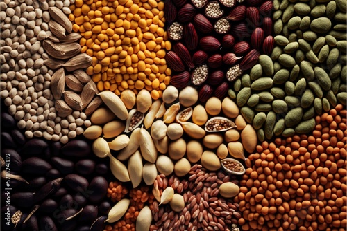 Mixed dry uncooked legumes full generative ai background