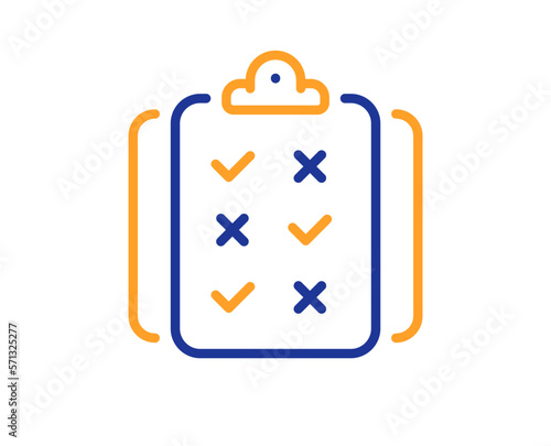 Rule line icon. Quiz report sign. Regulation compliance symbol. Colorful thin line outline concept. Linear style rule icon. Editable stroke. Vector