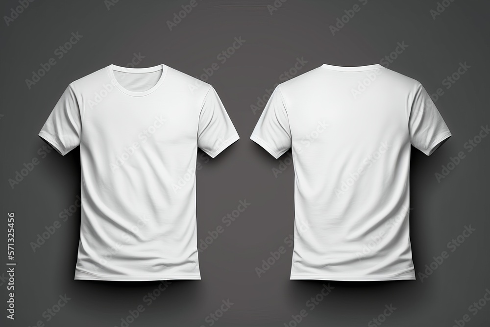 White blank T-shirt template from two sides, natural shape on invisible ...