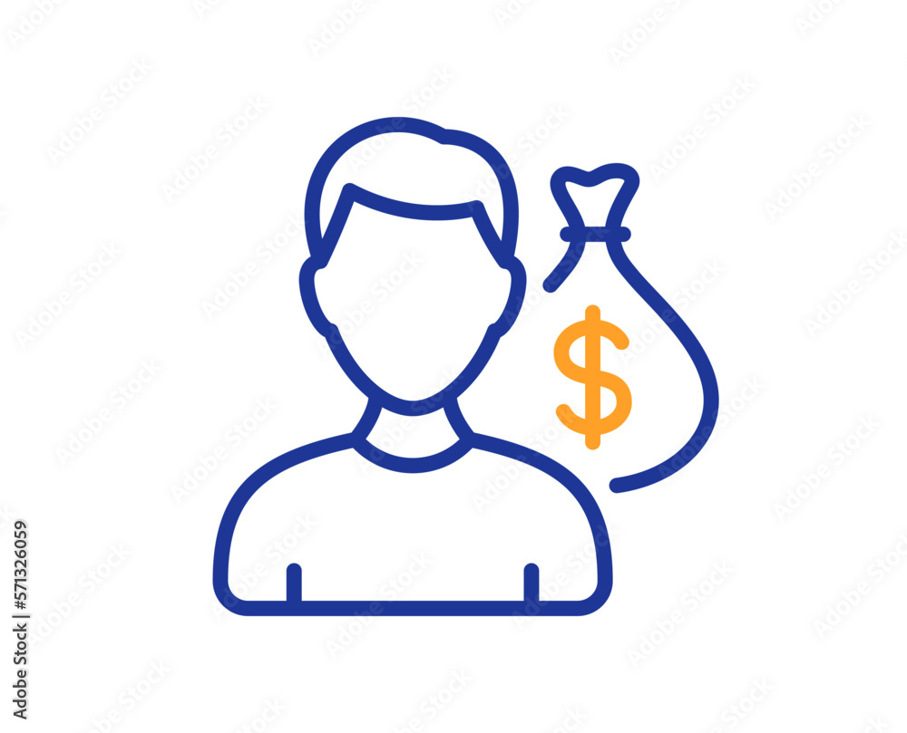 Salary line icon. Business wages sign. Cash money bribe symbol. Colorful thin line outline concept. Linear style salary icon. Editable stroke. Vector Salary line icon. Business wages sign. Cash money bribe symbol. Colorful thin line outline concept. Linear style salary icon. Editable stroke. Vector
