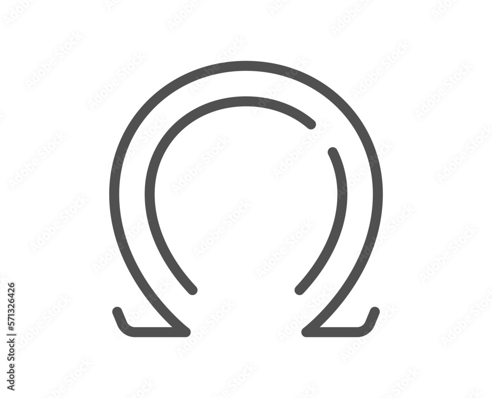 Omega line icon. Last Greek letter sign. Ohm electrical resistance symbol. Quality design