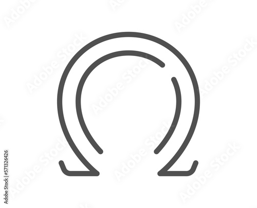 Omega line icon. Last Greek letter sign. Ohm electrical resistance symbol. Quality design element. Linear style omega icon. Editable stroke. Vector