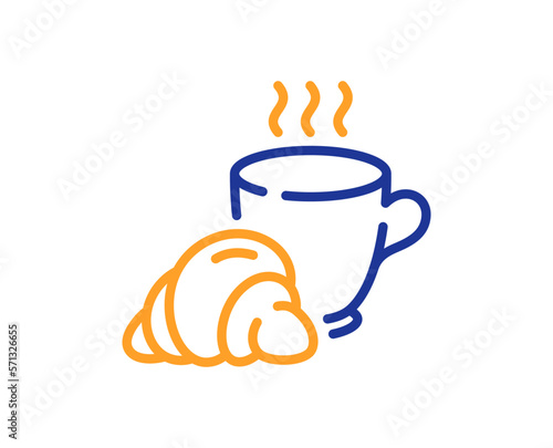 Coffee break line icon. Breakfast hot tea sign. Coffee time symbol. Colorful thin line outline concept. Linear style coffee break icon. Editable stroke. Vector