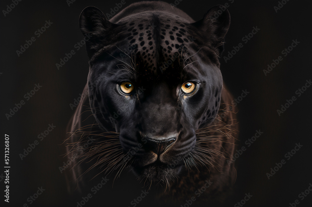Black panther with a black background. ai generative. Black panther with a black background. ai generative.