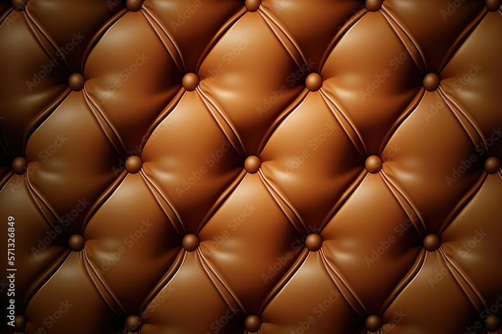 Padded brown leather upholster pattern. Quilted leather texture with buttons. Tufted leather closeup Padded brown leather upholster pattern. Quilted leather texture with buttons. Tufted leather closeup