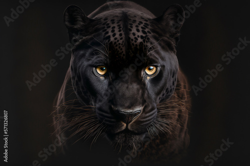 Fotografie Black panther with a black background. ai generative.