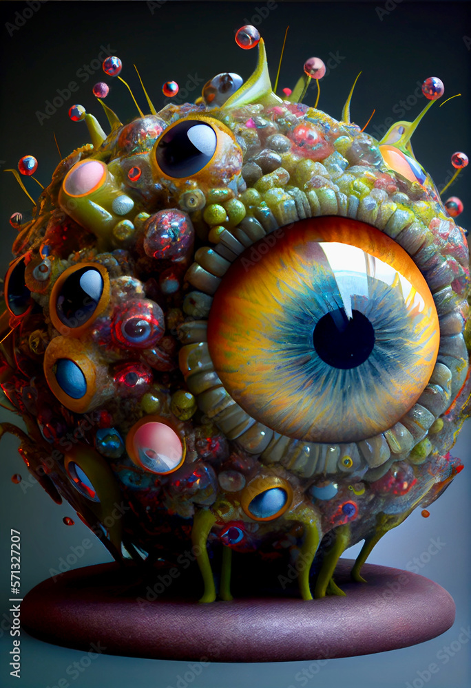 Generative AI surreal render of creepy eyeballs