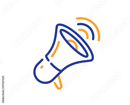 Megaphone line icon. Offer loudspeaker sign. Sale promotion symbol. Colorful thin line outline concept. Linear style megaphone icon. Editable stroke. Vector