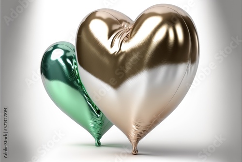 foil balloons as heart shape isolated on white background. This is a Royalty-free fictitious generative AI artwork that doesn t exist in real life.. 