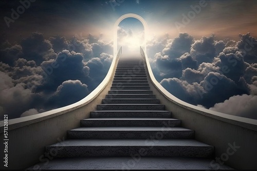 Stairs to heaven. Concept: Christian religious belief of going to heaven when you pass way. Generative ai