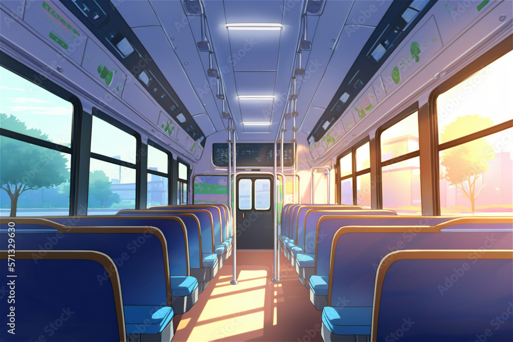 AI Generated Illustration of a Bus Interior
