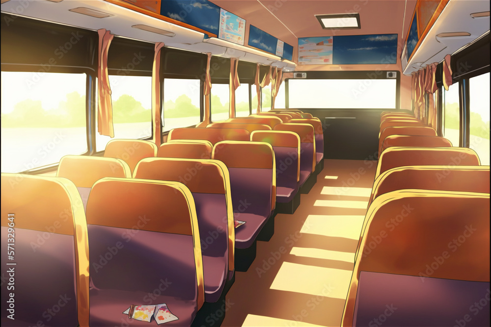 AI Generated Illustration of a Bus Interior