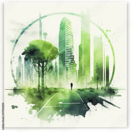 AI Generated Conceptual Green Energy - City of the Future