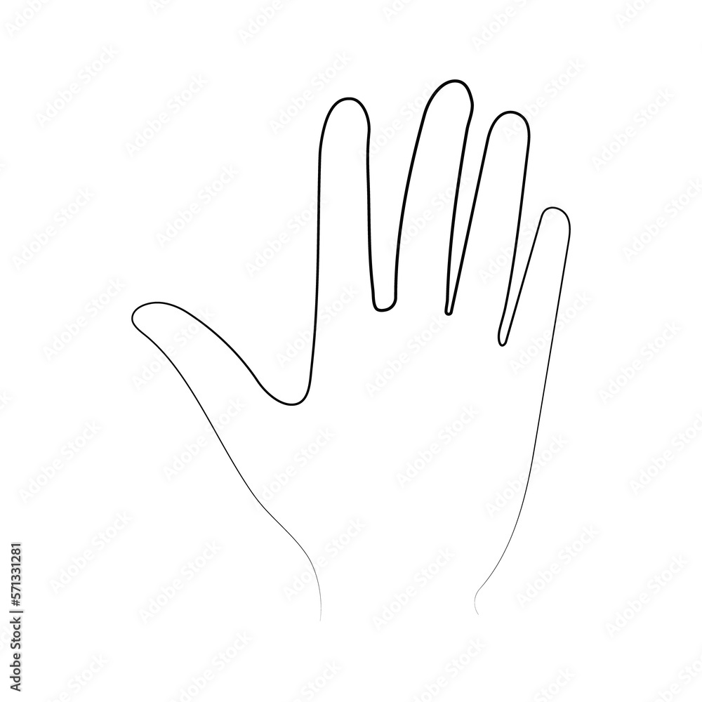 Handprint, contour work in the style of line art Handprint, contour work in the style of line art