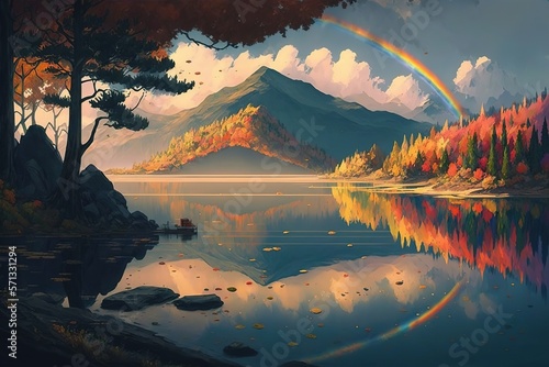 watercolor painting landscape color illustration