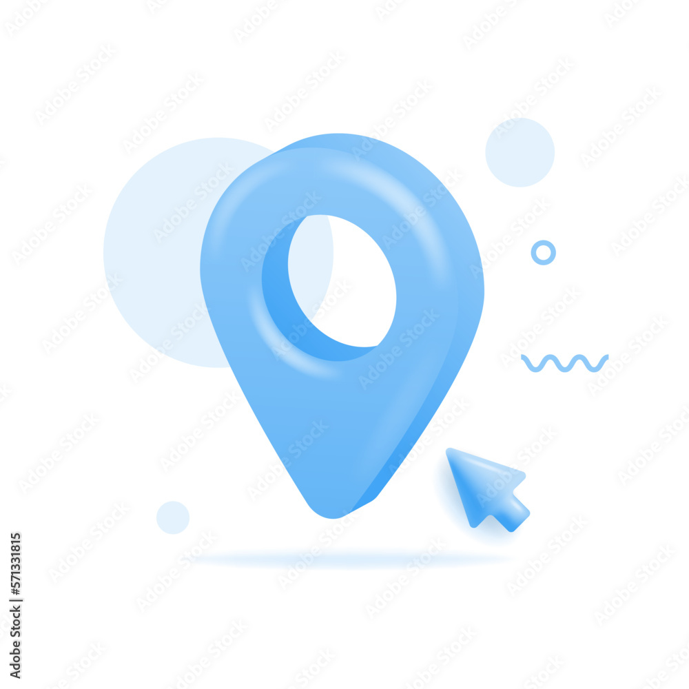 Realistic Location map pin gps pointer markers vector illustration for destination. 3D Style. Cursor click and abstract shapes in background Realistic Location map pin gps pointer markers vector illustration for destination. 3D Style. Cursor click and abstract shapes in background