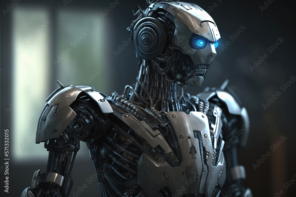 humanoid robot representing the rise of artificial intelligence.Generative Ai humanoid robot representing the rise of artificial intelligence.Generative Ai