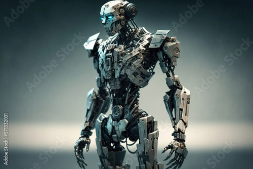 humanoid robot representing the rise of artificial intelligence.Generative Ai © Shades3d