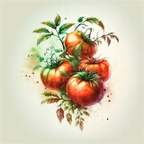 AI Generative Watercolor Illustration of Tomatoes