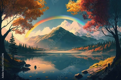 watercolor painting landscape color illustration