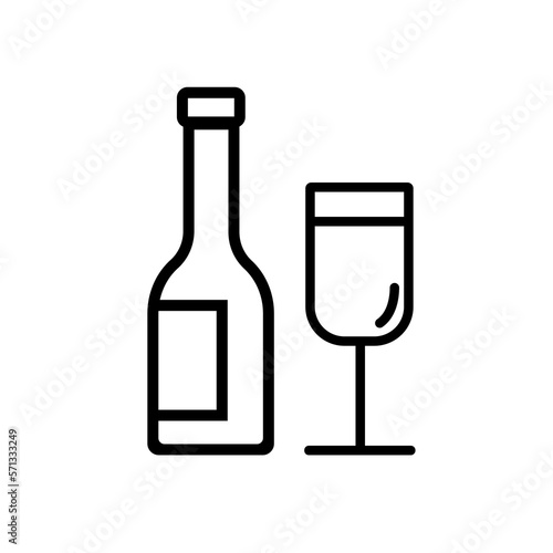 Wine bootle and a glass icon vector on white background