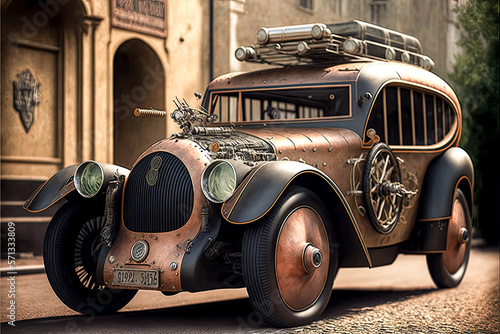 I wish I could invent an SUV steampunk car that has not yet been invented. - Generative AI