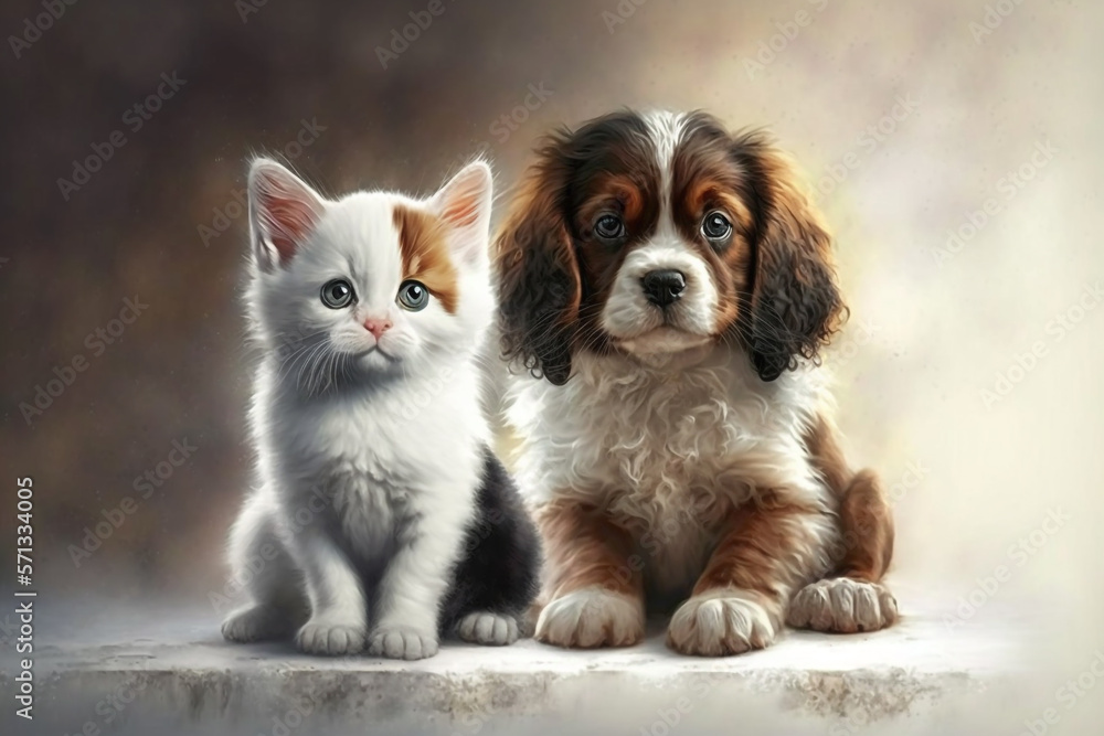 Celebrating Love Your Pet Day with Adorable Baby Dogs and Cats, Generative AI