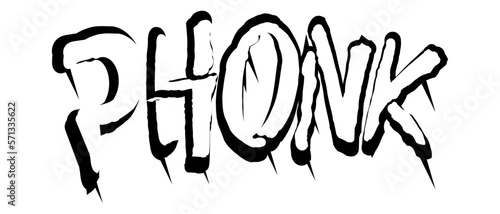 Cool inscription "Phonk" in graffiti style. Phonk text modern style. Youth culture. Vector isolated on white background.