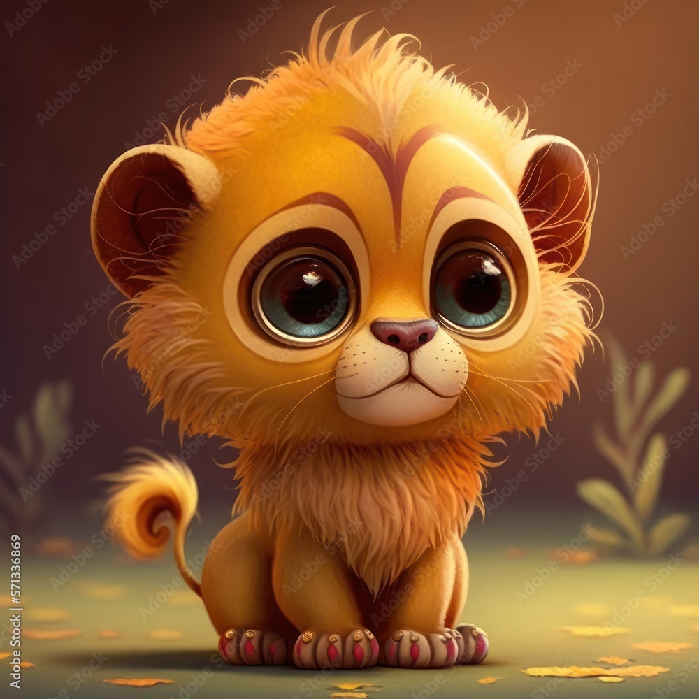 Cute Pet lion, jaguar, tiger, haracter 3D, personagem infantil de animal onça, leão, tigre, GENERATIVE AI
